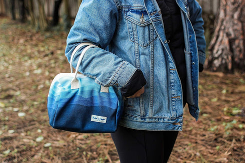 Waves of Change Insulated Recycled Plastic Small Lunch Satchel, 6 Can Capacity, Waves Design