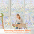 Window Privacy Film Rainbow Window Clings, 3D Decorative Stained Glass Vinyl Anti UV Non-Adhesive Covering