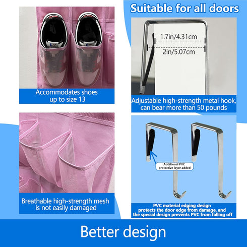 organizer,2025 upgraded,35 13 over the door shoe Huge pockets,over door shoe organizer,Store size shoes,shoe