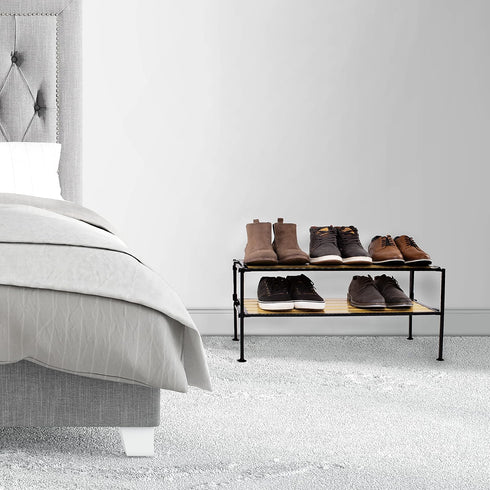 Closet, Countryside 2-Tier Seville Classics Sturdy Freestanding Storage Shelf for Bedroom, Entryway, Dorm Room