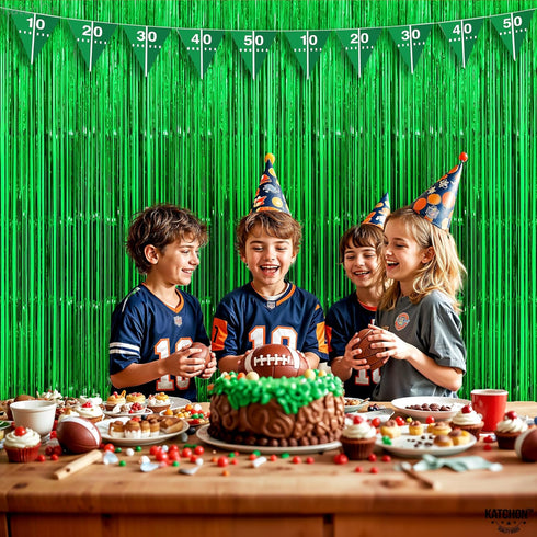 KatchOn Green Streamers, 3.2x8 Ft, Pack of 2, Backdrop for Jungle Party Decoration, Tropical Safari Decorations