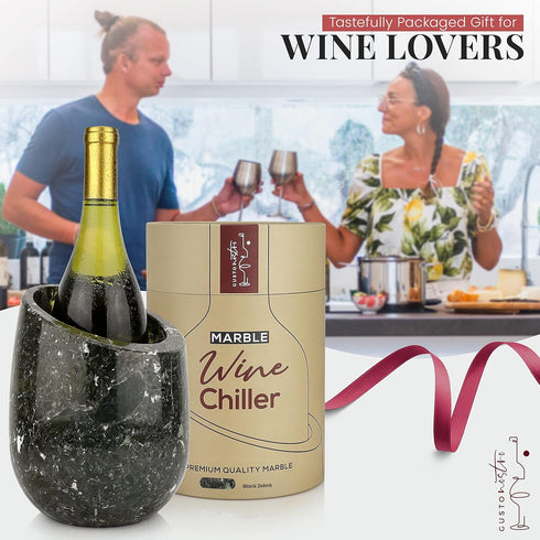 750ml Gusto Nostro Marble Wine Chiller Bucket - Wine Bottle Cooler and Champagne Chiller for Party, Kitchen, Bar Cart