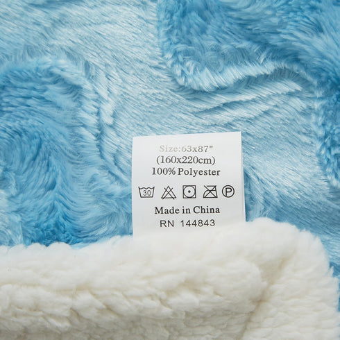 63x87 Inch, Cozy Tache Faux Fur Throw Blanket, Light Baby Blue Super Soft Twin Size Warm Oversized Fluffy Throw Blanket