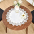 24 Inch Wolkemer Elegant White Lace Jacquard Round Doily Tablecloth Table Topper Decoration Cover for Home Dresser