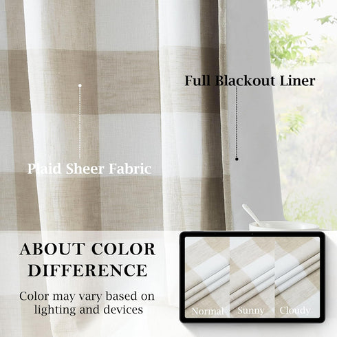 84 Inches Grommet Set White,40"x84"x2 Buffalo Plaid Full Blackout Window Curtains Long Checkered Panels Farmhouse Geo
