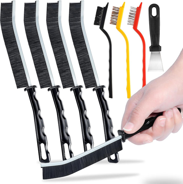 Scurvy 9Pcs Crevice Cleaning Brush, Multi-Purpse Hard Bristle Grout Brush for Cleaning Bathroom,