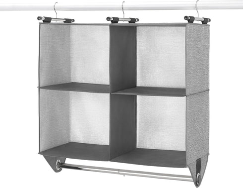 Whitmor 4 Section Fabric Closet Organizer Shelving with Built In Chrome Garment