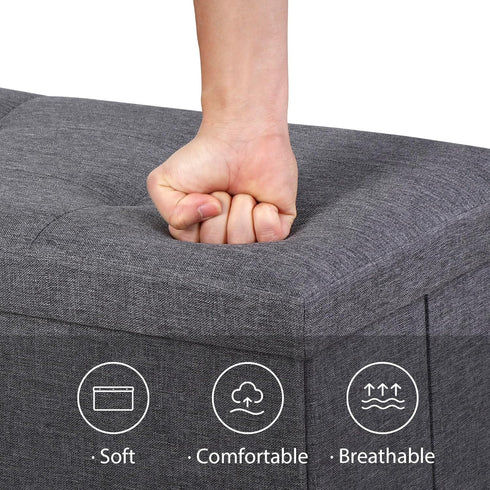 43.3 inches 660 lb, ZENY Folding Storage Ottoman Bench Storage Chest Footrest with Foam Padded Seat, Great for Bedroom