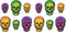 Vintage Halloween Nite-Glo Skull Cutouts, Pack of 2