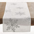 Saro Lifestyle Embroidered Snowflakes Table Runner, 16"x90", Red