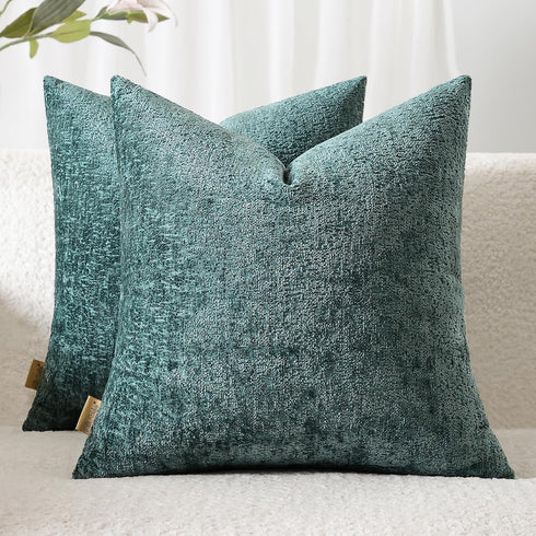 Chenille Throw Pillow Covers Set of 2 Decorative Textured Solid Accent Pillow