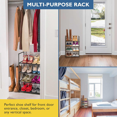 4 Closet, Closet, 8-12 Sundaze Shoe Rack - Tier Shoe Rack for Sturdy Stackable Shoe Organizer for Bedroom, Entryway