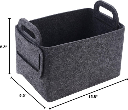 Storage Basket Felt Storage Bin, Collapsible Box Organizer with Carry Handles for Office, Bedroom, Closet, Babies,