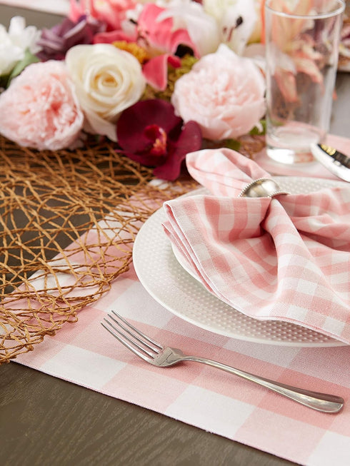 DII Pink Gingham Check Tabletop Collection, Placemat Set