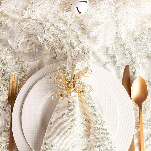 DII Holiday Dining Table Linen Napkin Set, 20x20, Jacquard Snowflakes, 6 Piece Sparkle Metallic Kitchen Décor
