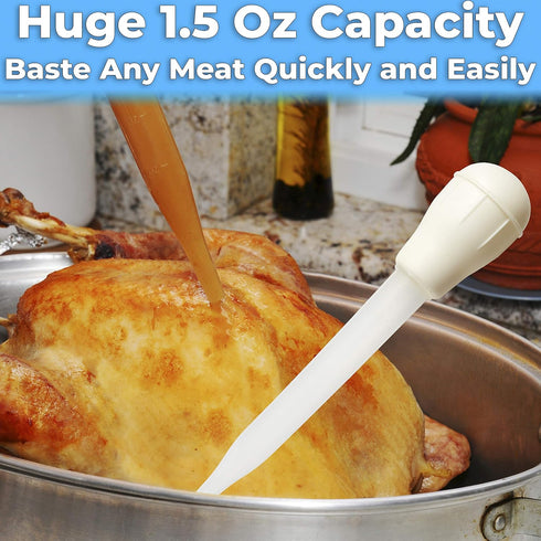 BPA Free Pro Grade Turkey Baster 6 Pack - Extra Large 11 Inch Bulb Basters with Measuring Lines for Cooking