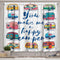 Ambesonne Camper Kitchen Curtains - You Make Me Happy Camper Motivational Words, 2 Panel Set, 55" X 39", Blue Pink