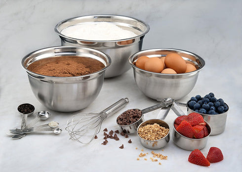 Estilo 12 Piece Stainless Steel Metal Mixing Bowl, Includes Dry Measuring Cups, Measuring Spoons And Barrel Whisk - Cup Measuring Kitchen Set | Great for Baking and Cooking by Estilo