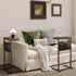 LET501R C Shaped End Table, Side Table for Sofa, Small TV Tray, Couch Table with Storage Bag for Small Space, Living