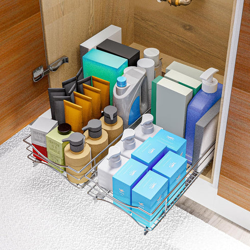 Home Zone Living Pull Out Kitchen Cabinet Organizer, Slide Out Drawer for Space Saving Storage, 11” W x 21” L
