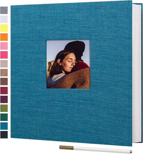 potricher Large Photo Album - Self Adhesive 3x5 4x6 5x7 8x10 Pictures Linen Cover with 40 Blank Pages and Metallic Pen