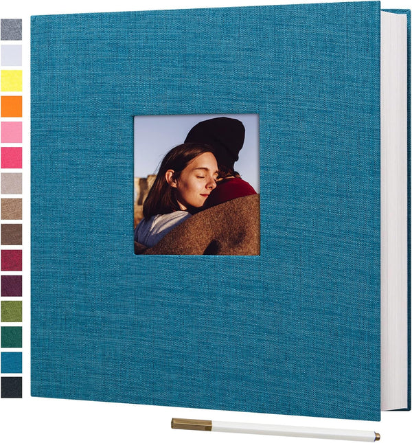 potricher Large Photo Album - Self Adhesive 3x5 4x6 5x7 8x10 Pictures Linen Cover with 40 Blank Pages and Metallic Pen