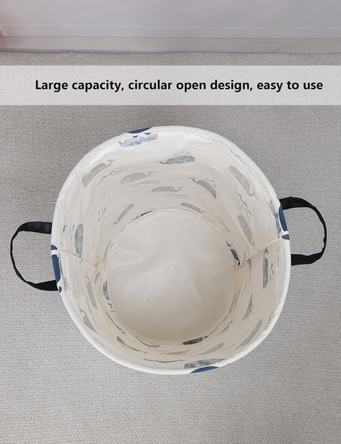 QUEENLALA Large Storage Basket, Collapsible Round Hamper for Boys and Girls, Bathroom/Home Decor