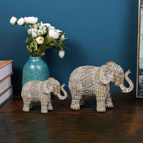 4.3" TERESA'S COLLECTIONS Boho Elephant Decor, Elephant Statues Brings Good Luck for Home Decor, Jumbo Figurines Resin