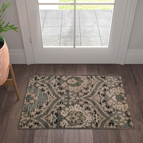 Superior Indoor Area Rug, Jute Backed, Modern Oriental Floral Damask Floor Decor