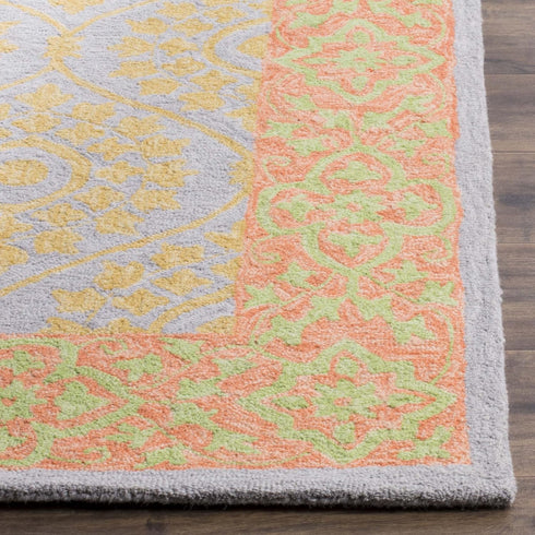 SAFAVIEH Suzani Collection Hand-Hooked Boho Premium Wool Accent Rug, 2' x 3', Orange / Silver SZN105A