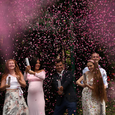 2 2 4 Pack PrimePure Gender Reveal Confetti Cannon - Biodegradable Powder & Heart Shaped Confetti Poppers - Pink