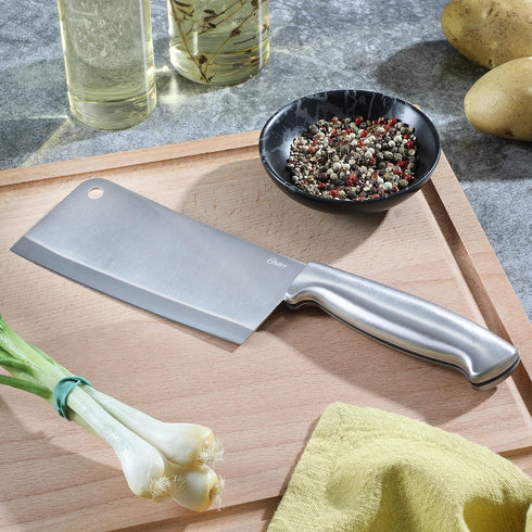 Oster Baldwyn 6" Cleaver Knife Kitchen Cutlery with Stainless Steel Handle