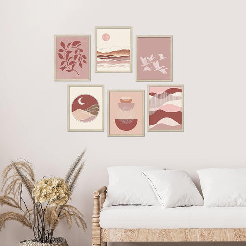Boho Wall Decor Art Prints, 8x10 Set of 6 Modern Posters for Southwestern Desert Bedroom Decor
