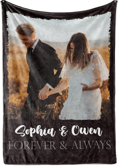 Ships Next Day, Custom Blanket with Picture and Text - Printed in