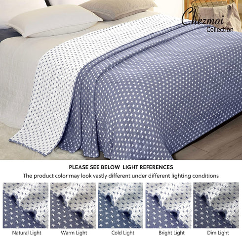 Sterling Creek Dawson Star Muslin Blanket Queen Three Layers Lightweight Breathable Cotton Gauzy Blanket for Adults