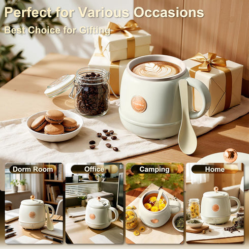 14oz 212F, 110V TOPWIT Electric Travel Kettle, Rapid Heating Up to Temperature Control Heating Coffee Mug Warmer