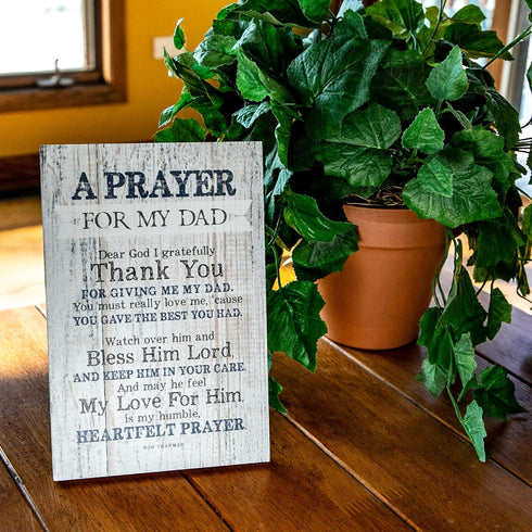 DEXSA Prayer for My Dad Wood Frame Wall Plaque, 6x9 inches, Father’s Day Gift, Made in USA