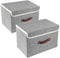 TYEERS 2 Pack Collapsible Storage Boxes, Washable Fabric Bins with Lids, 14.9x9.8x9.8 inches, Gray