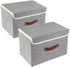 TYEERS 2 Pack Collapsible Storage Boxes, Washable Fabric Bins with Lids, 14.9x9.8x9.8 inches, Gray