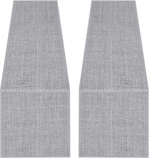 Grey Burlap Table Runners 2 Packs, 14"x72" Rustic Farmhouse Decor for Dining, Wedding, and Coffee Tables