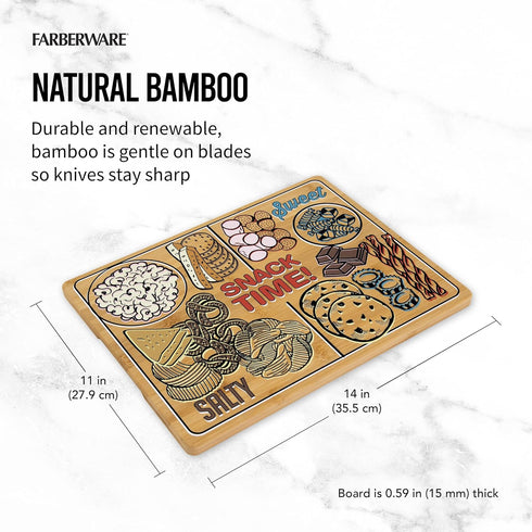 Snack Time Cutting Board, 11x14 Inch, Bamboo, Farberware