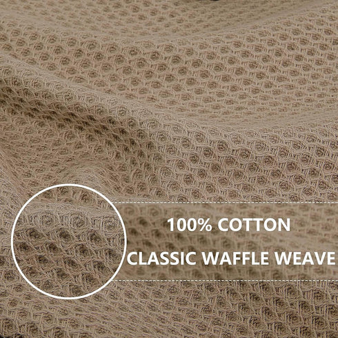 Homaxy 100% Cotton Waffle Weave Kitchen Dish Towels, Ultra Soft Absorbent Quick Drying Cleaning Towel, 13x28 Inches, 4-Pack, Tan by Homaxy