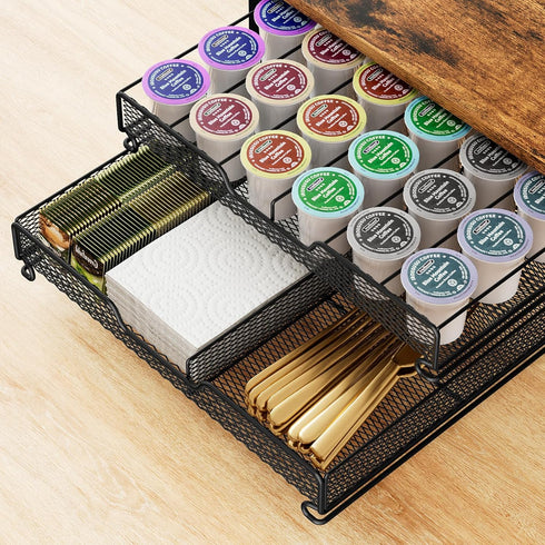 4 12 Countertop Plaviya Coffee Bar Station Organizer, Tier K Cup Organizer Mug Holder with Hooks, Coffee Pod Holder