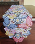 Easter Table Runner, Spring Embroidered Butterfly Applique Floral Cutwork, 13"×68"