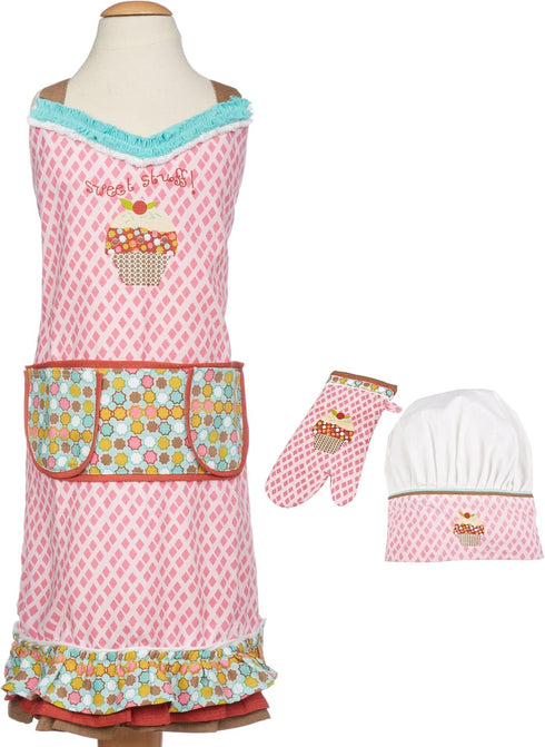 MÜkitchen Kids Apron Set | 24" Kids Cooking Apron, Oven Mitt, Chef’s Hat - 100% Cotton, Machine Washable