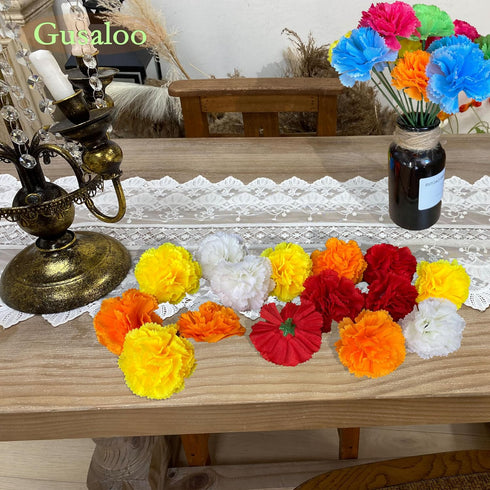 Marigold Flower Heads Bulk, 50Pcs Silk Artificial Flowers for Diwali, Home Decor, Baby Shower, Wedding Decoration