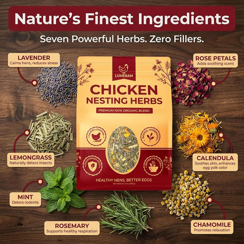 LUMERAM 21oz 100% Premium Chicken Nesting Herbs Organic Nesting Chicken Herbs for Laying Hens Coop Bedding Freshener
