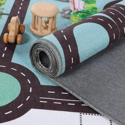Country 3' 5' Superior Indoor Kids Rug, Washable, Non-Slip, Multi Color Playmat, Perfect for High Traffic Playroom
