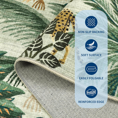 4x6 GarveeHome Washable Area Rug for Kids Room, Jungle Animal Soft Bedroom Rug Non Slip Low Pile Small Carpet Stain