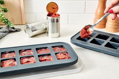 Souper Cubes 2 Tbsp Silicone Freezer Tray With Lid - Easy Meal Prep Container and Kitchen Storage Solution - Silicone Mold for Soup and Food Storage - Charcoal – 1-Pack by Souper Cubes